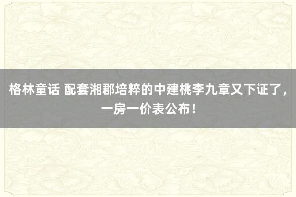 格林童话 配套湘郡培粹的中建桃李九章又下证了，一房一价表公布！
