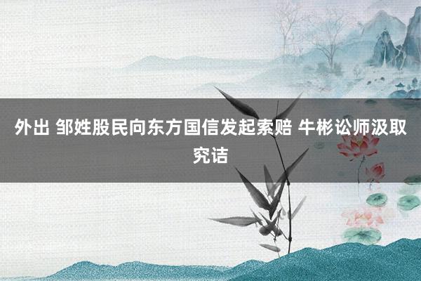 外出 邹姓股民向东方国信发起索赔 牛彬讼师汲取究诘