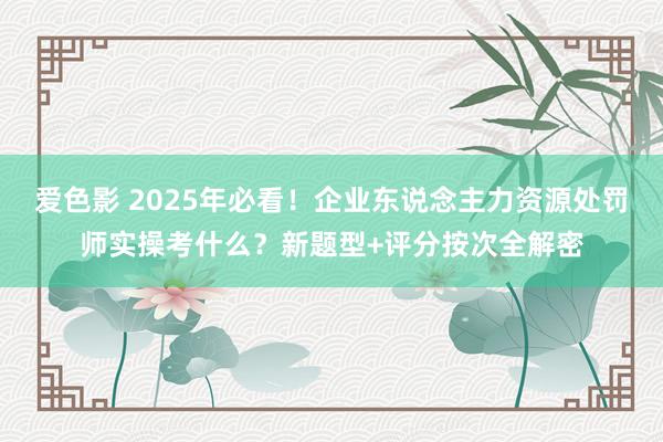 爱色影 2025年必看！企业东说念主力资源处罚师实操考什么？新题型+评分按次全解密