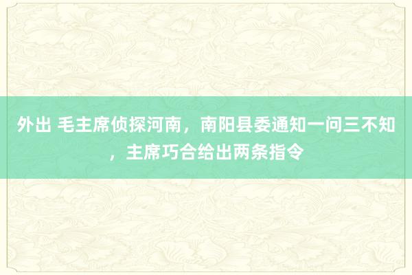 外出 毛主席侦探河南，南阳县委通知一问三不知，主席巧合给出两条指令