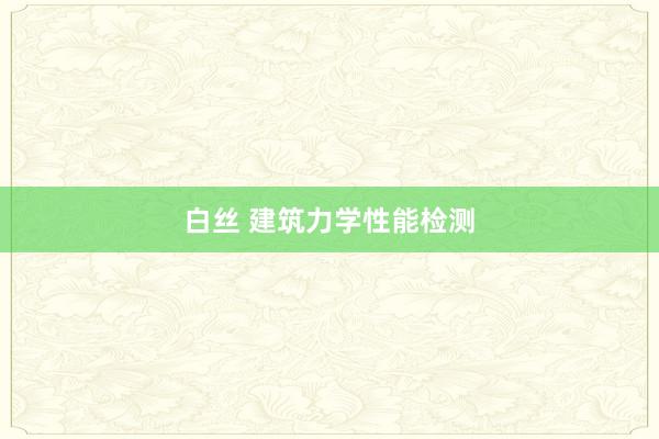 白丝 建筑力学性能检测