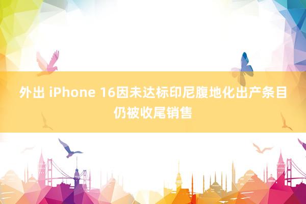 外出 iPhone 16因未达标印尼腹地化出产条目仍被收尾销售