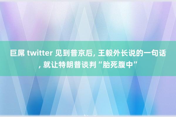 巨屌 twitter 见到普京后， 王毅外长说的一句话， 就让特朗普谈判“胎死腹中”