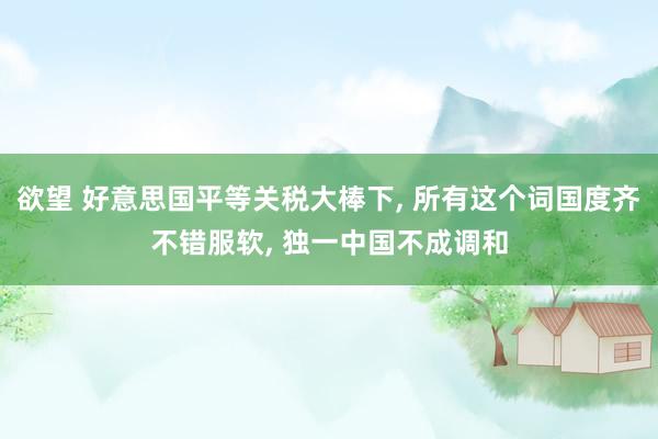 欲望 好意思国平等关税大棒下， 所有这个词国度齐不错服软， 独一中国不成调和
