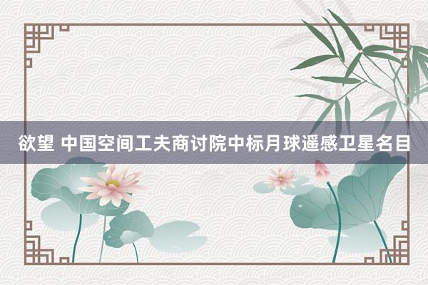 欲望 中国空间工夫商讨院中标月球遥感卫星名目